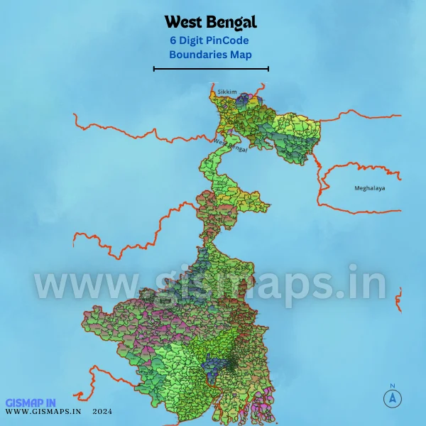 West Bengal 6 Digit Pincode Boundaries Map